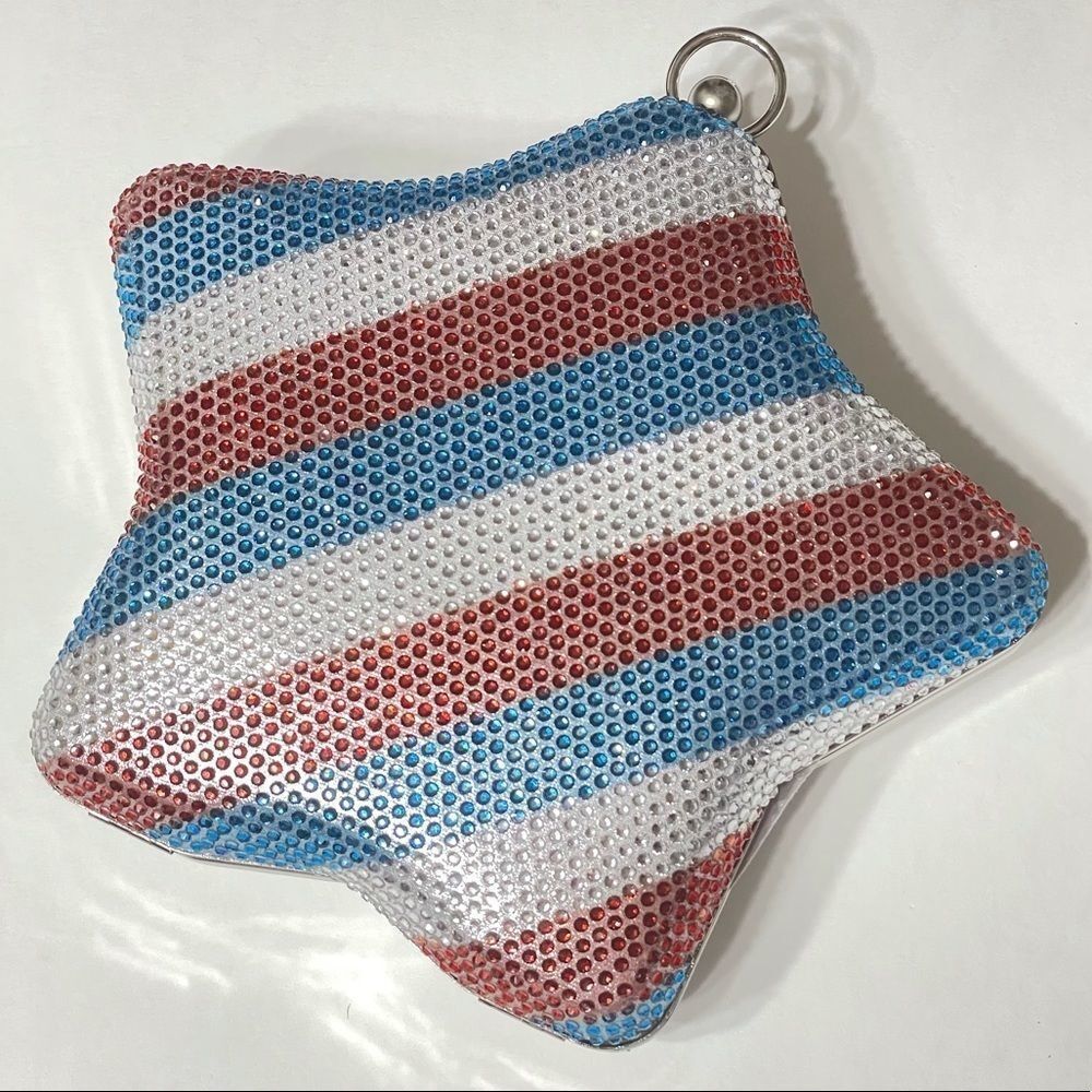 Alessia Rhinestone America Star and Stripes Crystal Red Silver Blue Crossbody - Picture 2 of 13